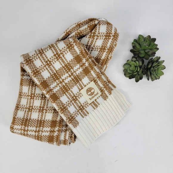 Timberland Plaid Scarf Color: Wheat Plaid NWT - Picture 5 of 15